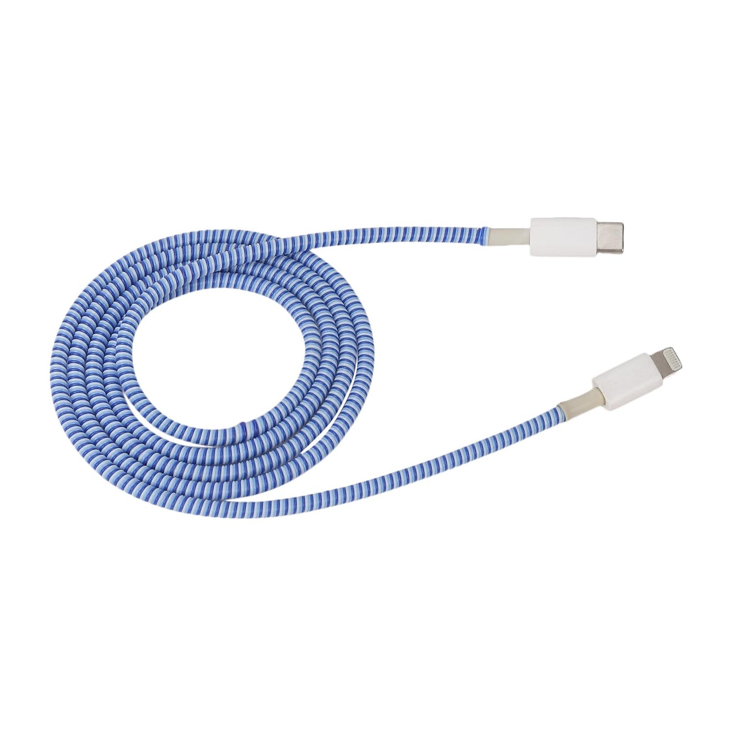 FLORICAN Full Size 1.4 Meter (Pack of 1) Spiral Cable Protector Suitable for All iPhone/Android Mobile Charging Cables (Blue)