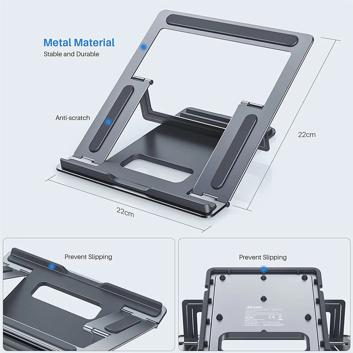 Slim Aluminum Alloy & Metal Foldable Laptop & Tablet Stand